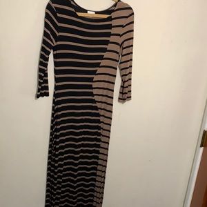 Spense dress long sleeve brown and black striped